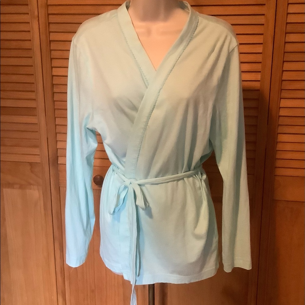 SALE Charter Club Robe housecoat Size Large 100% cotton New Soft Aqua